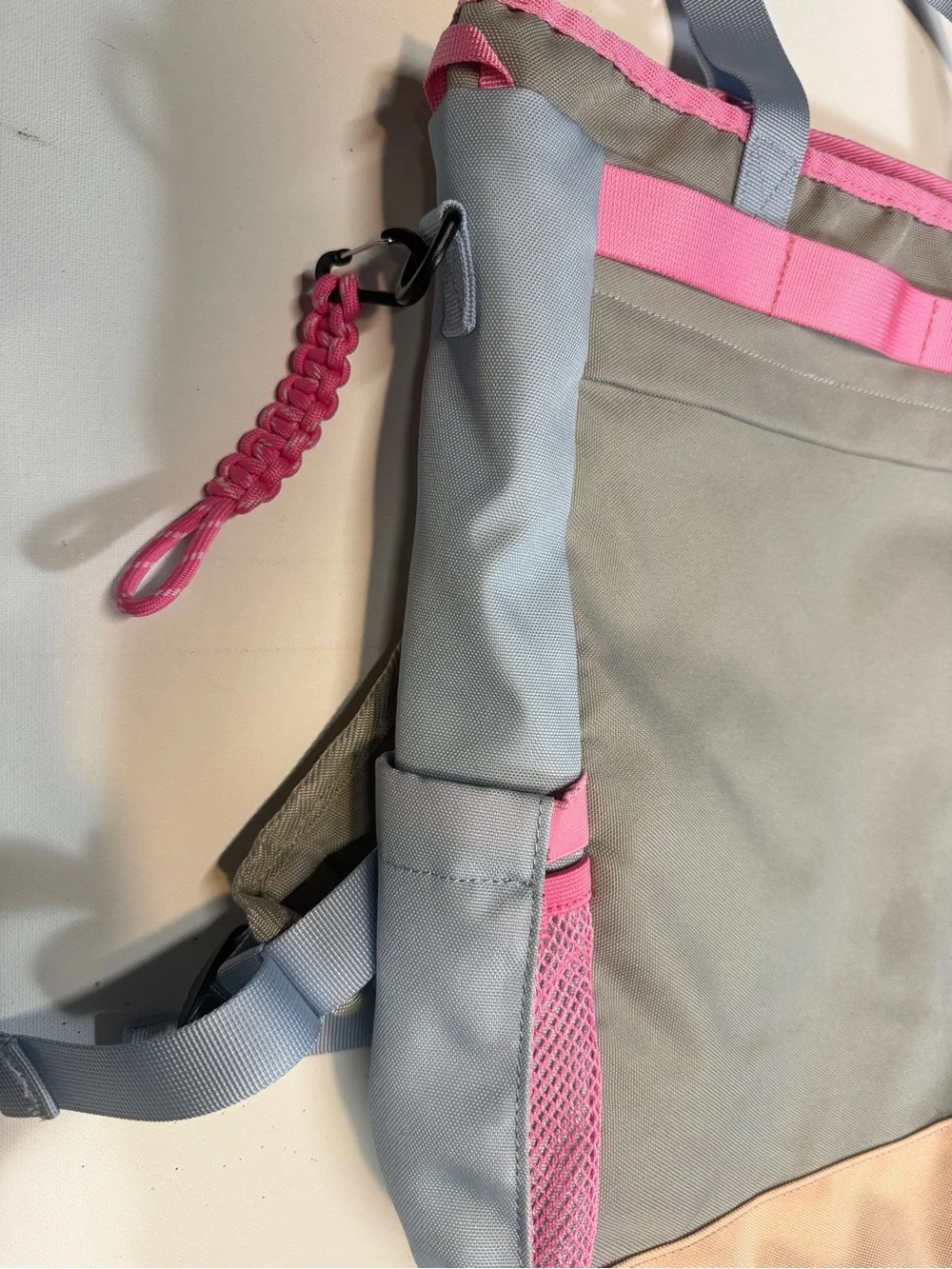 United By Blue Gray Backpack Tote with Pink & Tan Accents